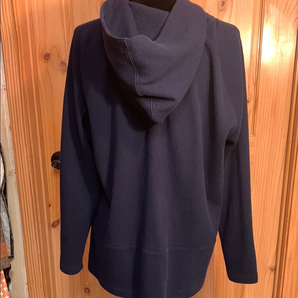 Coldwater Creek Cozy Navy Hooded Cardigan with Button Accents - Picture 4 of 7